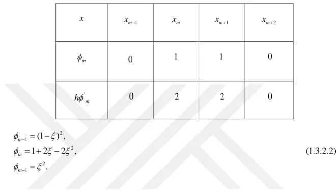 Tablo 1.1.   m ( ) x  ve  ' ( )  m x  in düğüm noktalarında aldığı değerler 