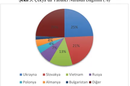 Şekil 3: Çekya’da Yabancı Nüfusun Dağılımı (%) 