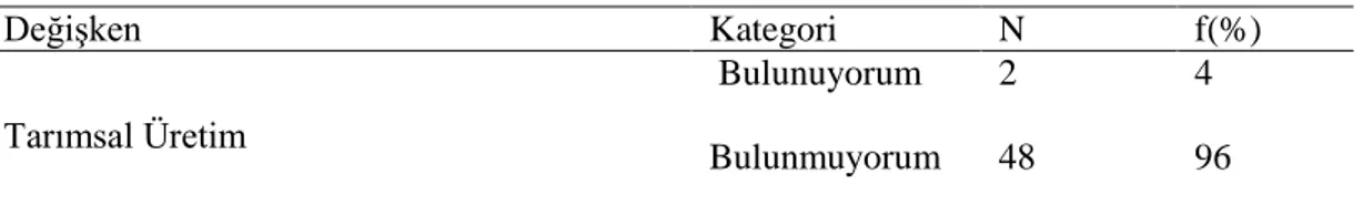 Tablo 10: Firmaların Tarımsal Üretim Faaliyetleri 