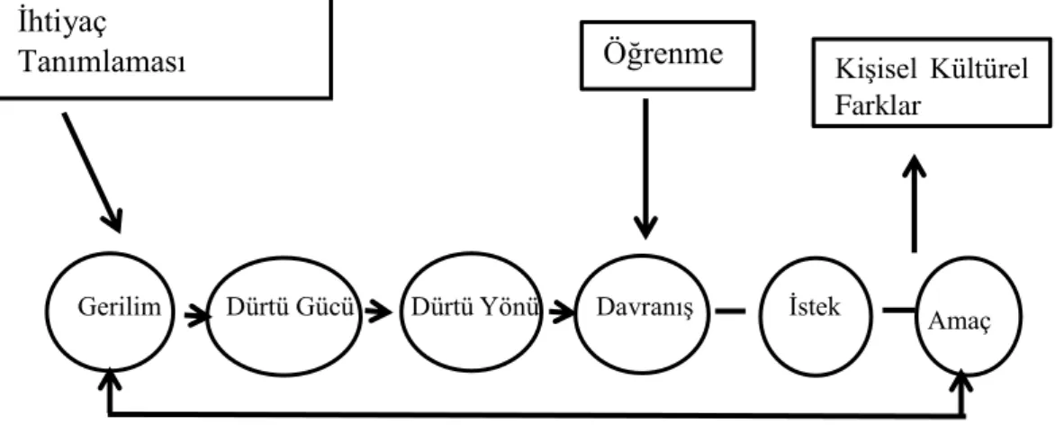 Şekil 2.2. Güdülenme Süreci Modeli  Kaynak: Odabaşı, 2012, s.33 