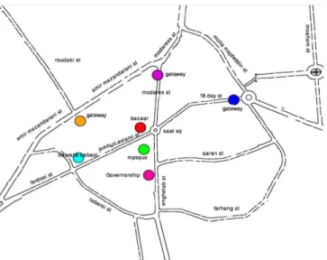 Figure 2: the map of old roads of Sari (Source: Library of Cultural Heritage and Tourism Organization of  Mazandaran) 