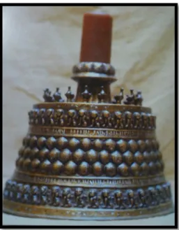 Figure 1. Brass candlesticks, Qrn7-6 ah, the Cairo Museum, the references (Najafi, 1986: 631)  ICONS IN CANDLESTICK 
