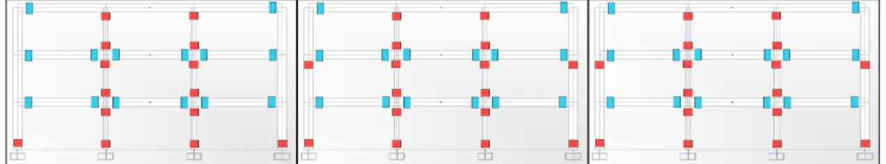 Fig. 12 Plastic Hinge Formation for Three Cases (A,B and C) 