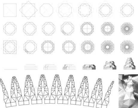 Figure 6. Modeling steps and fabrication process of a muqarnas composition 