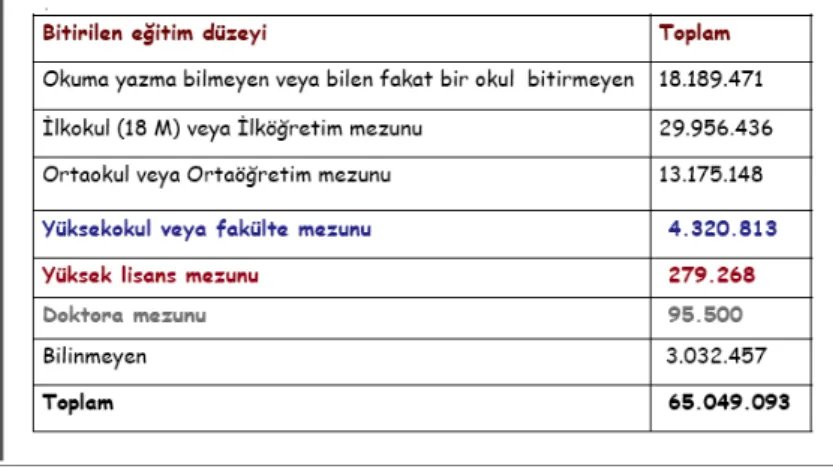 Şekil 3: Türkiye’de eğitim durumu. 