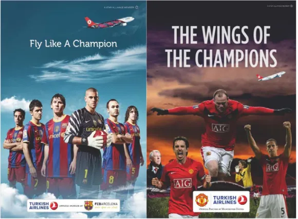 Figure 1: Turkish Airlines Posters of Barcelona and Manchester United 