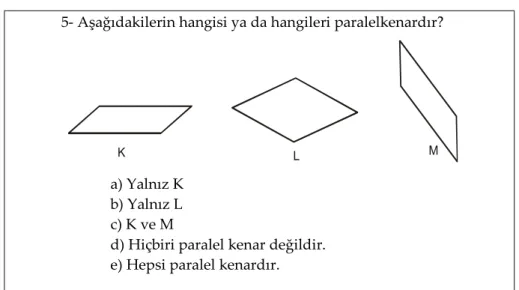 Şekil 2 Van Hiele Testindeki 5. Soru 