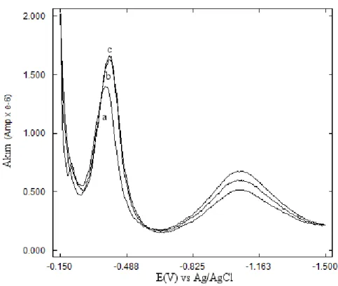 Şekil 5.1.  10,0  mL  pH  10,0’ da  SO 4 -2  iyonu destek  elektrolitindeki  histaminin          voltamogramı  