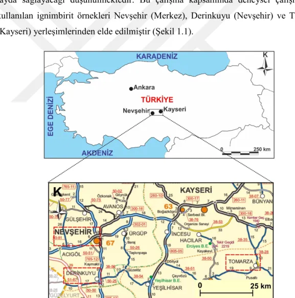 Şekil 1.1. Tez Çalışması kapsamındaki örnekleme lokasyonları yerbulduru haritası 