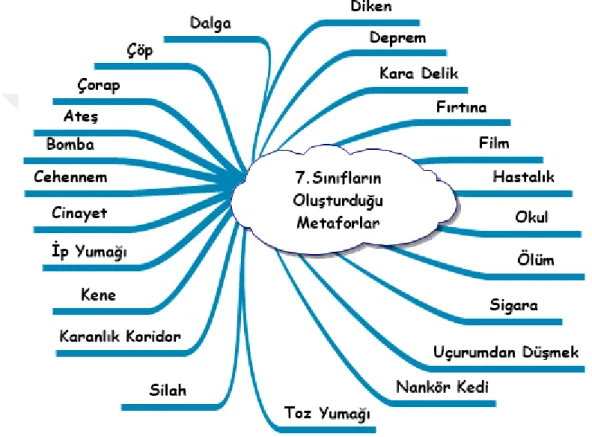 Şekil 4.3.3. Yedinci Sınıf Öğrencilerinin Oluşturduğu Metaforlar 