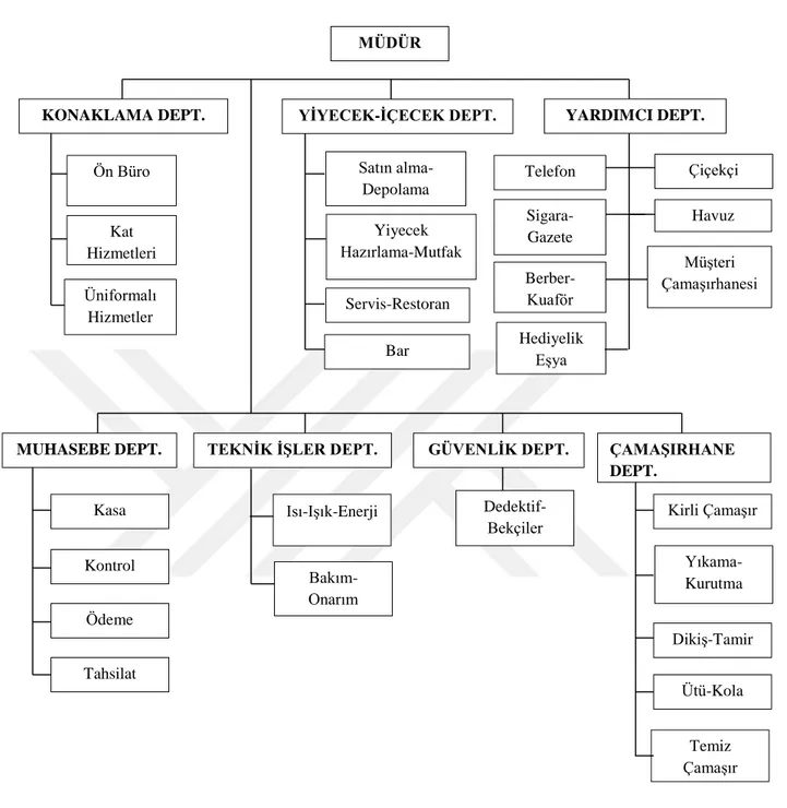 Şekil 1. 1. Otel Organizasyon Şeması (Çetiner, 2002). 