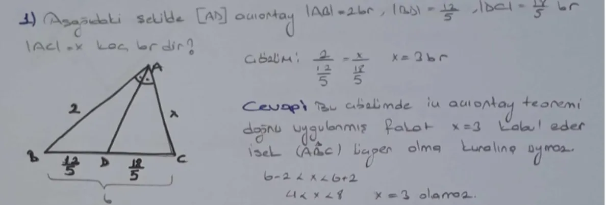 Şekil 2.Ö 13  ‘ün 1. Soru İle İlgili Düşüncesi 