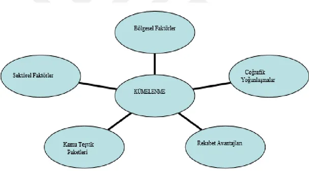 Şekil 3 : Kümelenmeyi belirleyen faktörler (Yüce, 2012: 1) 