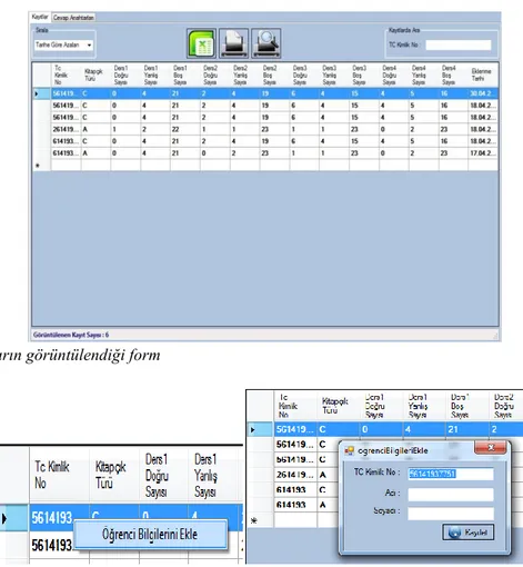 Şekil 7. Kayıtların görüntülendiği form 