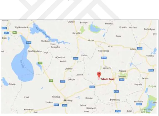 Şekil 3.1. Tatlarin Baraj Gölü haritası