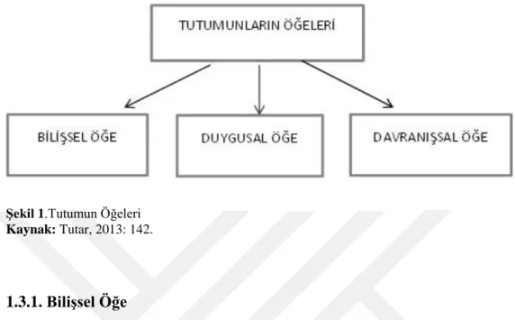 ġekil 1.Tutumun Öğeleri  Kaynak: Tutar, 2013: 142. 
