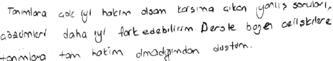 Figure 17. The written statement of Teacher Suat on providing definitions 