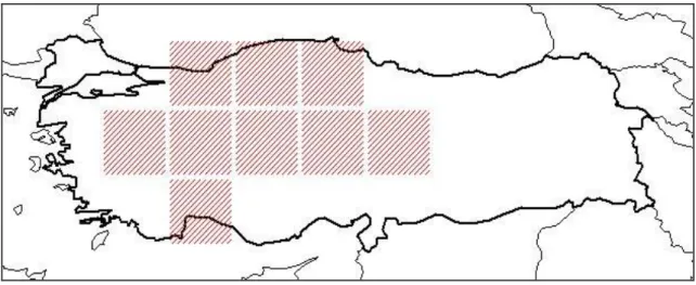 Şekil 1. 1.  A. leptophylla ssp. leptophylla’nın Türkiye’deki Yayılışı [4] 