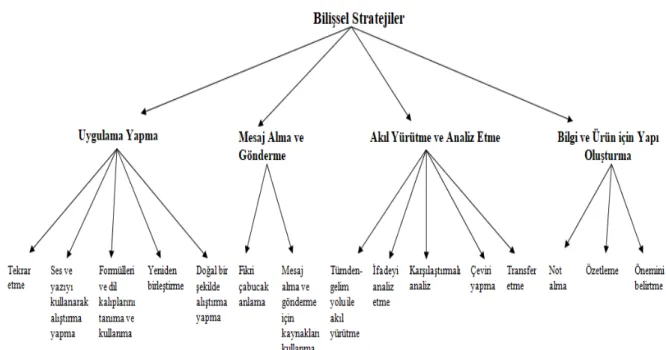 Şekil 2.3. Oxford’un (1990: 44) Bilişsel Stratejiler Sınıflandırması