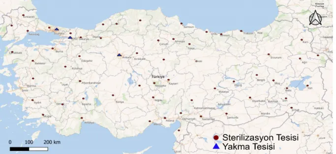 Şekil 10. Türkiye’de tıbbi atık bertaraf tesisleri 