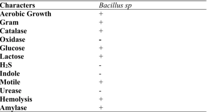 Table 1: Morphological and biochemical tests of microorganisms 