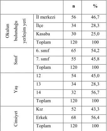 Tablo 1: Kat l mc lara Ait Demografik Veriler 