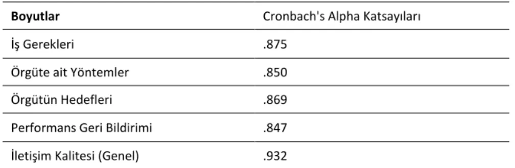 Tablo 2. Ölçeğe İlişkin Güvenilirlik Düzeyi 