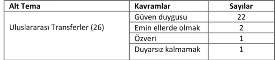 Tablo 12: Uluslararası Transferler 