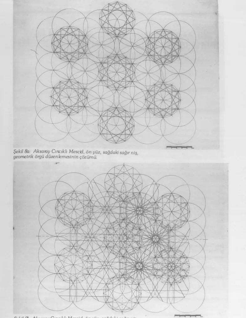 Şekil 8a: Aksaray Cıncıklı Mescid, ön yüz, sağdaki sağtrniş,  geometrik örgü düzenlemesinin çözümü