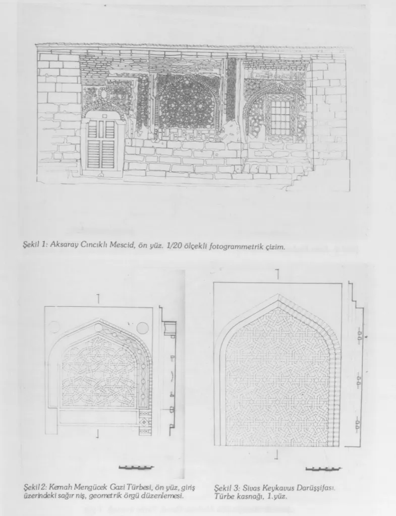 Şekil 1: Aksaray Cmcıkh Mescid, ön yüz. 1/20 ölçekli fotogrammetrik çizim. 