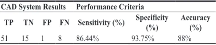 Table 1. CaD System Results and Performance Criteria CAD System Results Performance Criteria