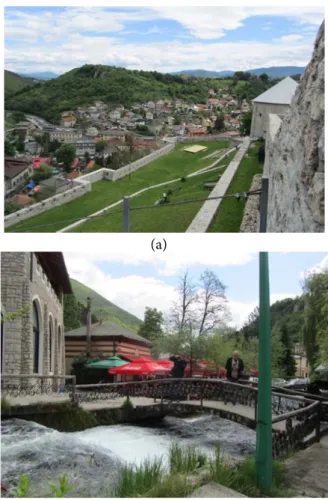 Figure 2. Travnik: view from the fortress (a) and Plava  Voda (b) (Source: author) 