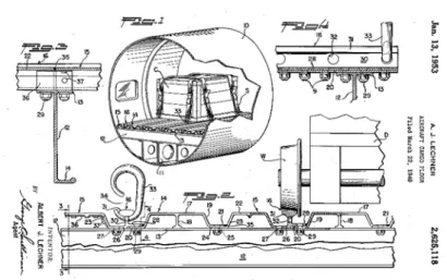 Figure 2. Albert J. Techner's 1953 dated aircraft floor design patent (Lechner,  1953)