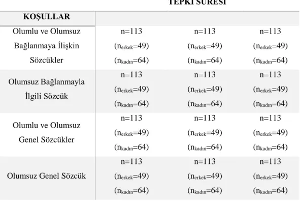 Tablo 2.2. 2. Deney Koşulunun Görünümü 
