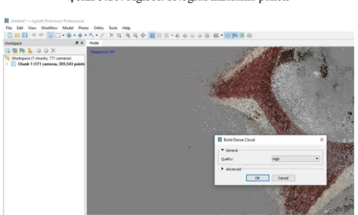 Şekil 3.12: Agisoft “Mesh” yüzey oluşturma paneli 