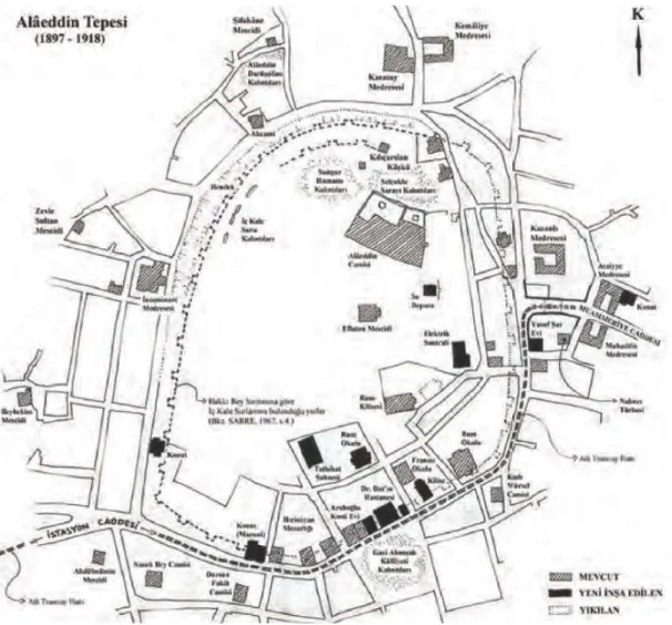 ġekil 2.1:Alaeddin Tepesi 1897-1918 planı  (Mustafa Önge). 