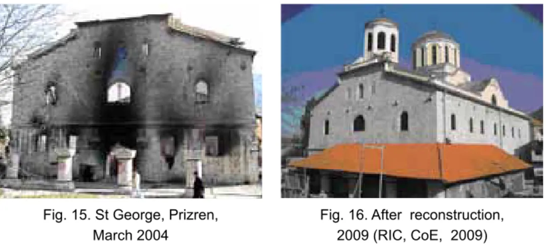 Fig. 17. Prizren Historic Area Conservation and Development Plan (CHwB &amp; ITUT, 2008) The neglected cultural heritage monuments and sites, damaged during the war 1998/99 Even today more than a decade after the armed conflict, a large number of cultural 