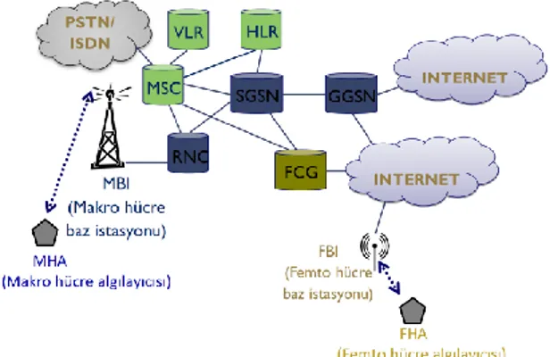 Şekil 1: Femto hücrelerin kullanıldığı ağ yapısı