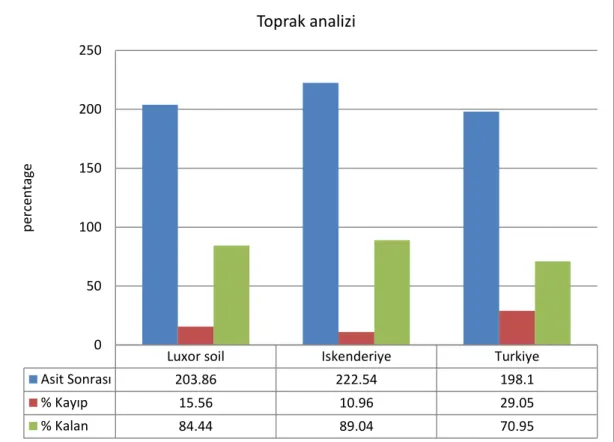 ġekil 6.6: Mısır &#34;Luksor, Ġskenderiye&#34; ve Türkiye'den &#34;Ġstanbul&#34; Toprak analizi  sonuçları (Rasha ELBORGY)