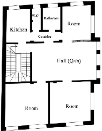 Figure 2.24: Architectural drawing of the repeated floor built during French mandate between 1920- 1920-1946, by Author
