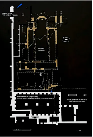 Fig. 3 The general survey plan of the Outer Treasury with the basement of the Byzantine basilica underneath.