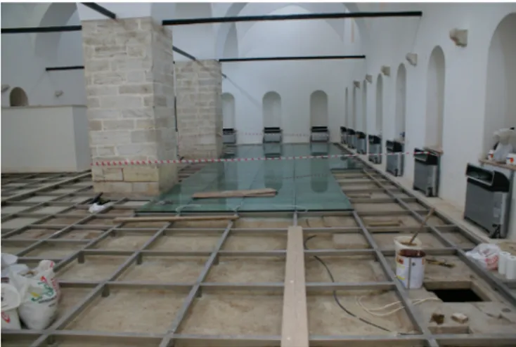Fig. 5 Covering the original ﬂoor with glass panels.