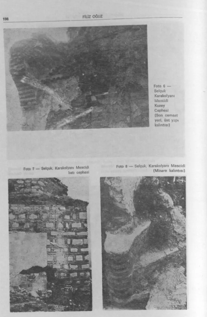 Foto 6 —  Selçuk  Karakolyanı  Mescidi  Kuzey  Cephesi  (Son cemaat  yeri, üst yapı  kalıntısı) 