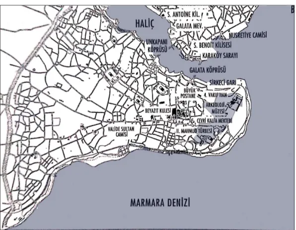 Şekil 1.24:1789-1910 döneminde Tarihi Yarımada’da inşa edilen mimari eserler  (K: Kuban, 2010; Y: Sağlam M.) 