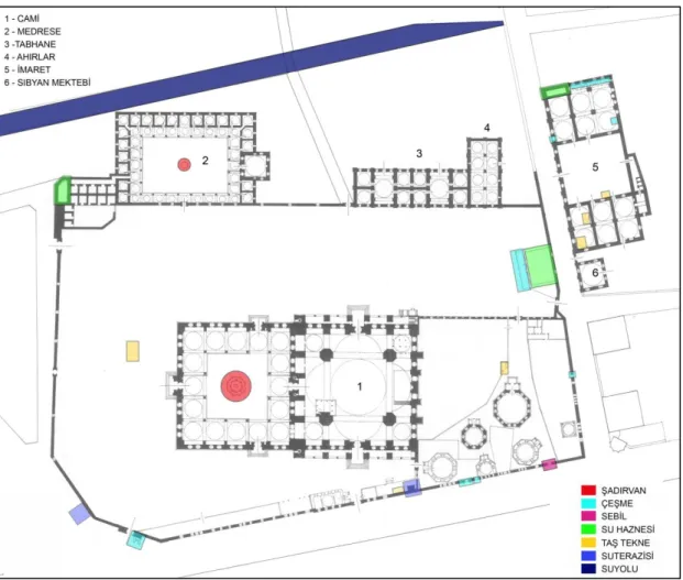 Şekil 2 Şehzade Külliyesi Su Yapıları (Plan A. Saim Ülgen`den İşl.) 