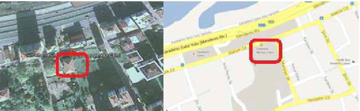 Şekil 1.  Rize Gülbahar Mahallesi Büyük Cami’nin konumunu gösterir harita (Google Earth, 2014)