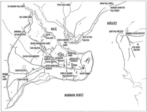 Şekil 3.8: 1520-1603 döneminde Tarihi Yarımada Planı. (K:Doğan Kuban) 