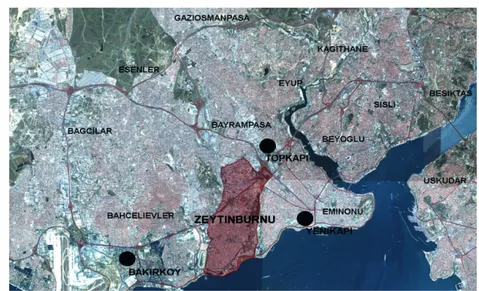 Şekil 2. Zeytinburnu ilçesinin İstanbul kenti içerisindeki konumu