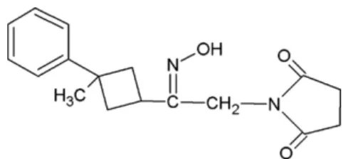 Fig. 1. Structure of 1-methyl-1-phenyl-3-[1-hydroxyimino-2-(succinimido)- 1-methyl-1-phenyl-3-[1-hydroxyimino-2-(succinimido)-ethyl]cyclobutane (MCB) dye.