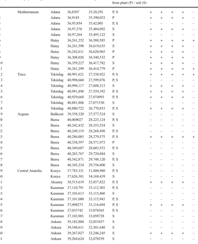 Table 2 Origin and extraction medium of nematode populations tested in the study and PCR results with specific primer sets (set 1: PF1- PF1-PR1, set 2: PF2-PR2, set 3: DdPS1-rDNA2, set 4: DitFN1-rDNA2, set 5: H05-H06)